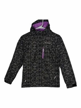 Columbia Girls Black and Purple Aztec Patterned Jacket, size medium